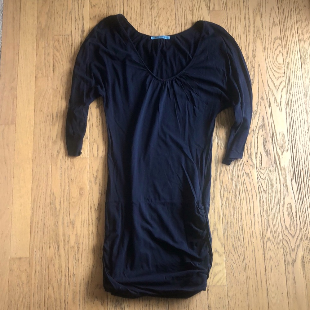 Cotton tunic / mini dress black Lrg sleeves to elbow.  Anthro Velvet brand